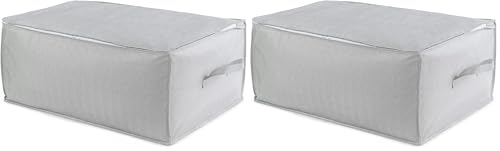 Compactor Duvet Storage Bag with Zip, 50 x 70 x 30 cm, Polypropylene, Boston Range, Grey/White, RAN10164 (Pack of 2)