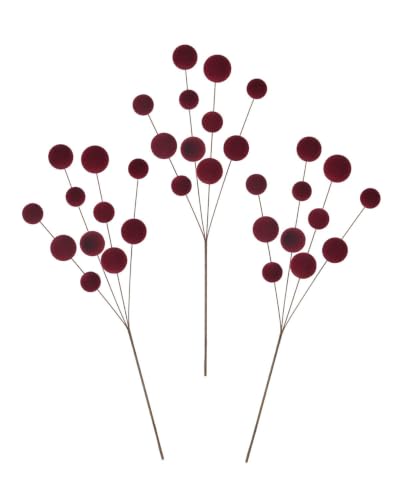 WeRChristmas Burgundy Velvet Bauble Christmas Tree Pick, 70cm - 70cm burgundy velvet bauble pick for adding height, soft texture and layered decorative detail to trees, wreaths and garlands