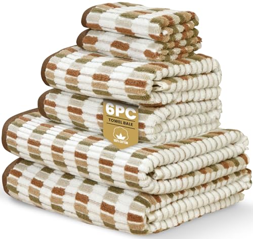 Rapport Home Santa Cruz 6-Piece Towel Bale - Luxurious 100% Cotton 500GSM Set for Soft Absorbent Comfort, Quick-Dry Use and Elegant Bathroom Style - Natural