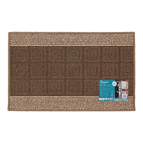 JVL Palmero Machine Washable Latex Backed Carpet Door Mat, Brown/Beige