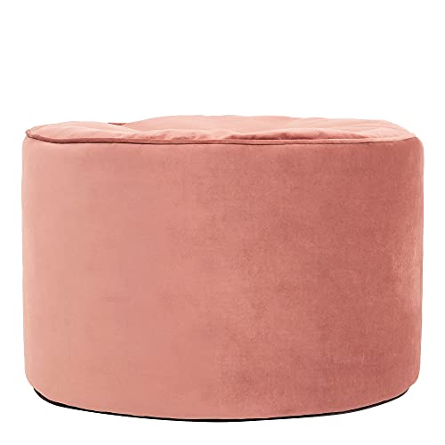 icon Milano Velvet Bean Bag Pouffe, Dusk Pink, Large Pouffe Footstool with Filling Included, Footrest, Bedroom, Living Room, Living Room Furniture