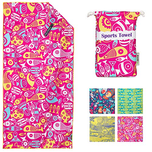4Monster Microfiber Beach Towels for Travel - Quick Dry Super Absorbent Lightweight Towel for Swimmers, Sand Free Towel, Beach Towels for Kids & Adults, Pool, Swim, Water Sports, 63x31'' ...