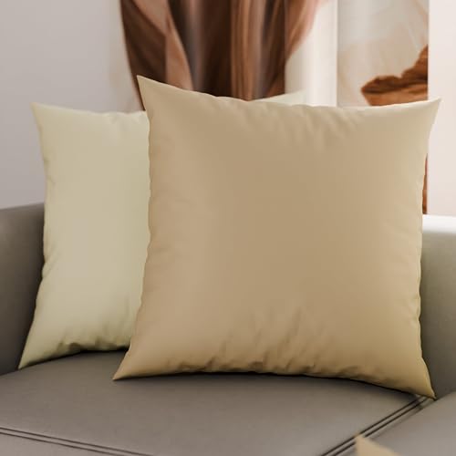 PETTI Artigiani Italiani - Pair of Pillow Cases 60 x 60 cm in Microfibre, Pillows for Bedroom Furniture, Sofa, Set of 2 Cushion Covers, Reversible Pillowcase Cream Taupe