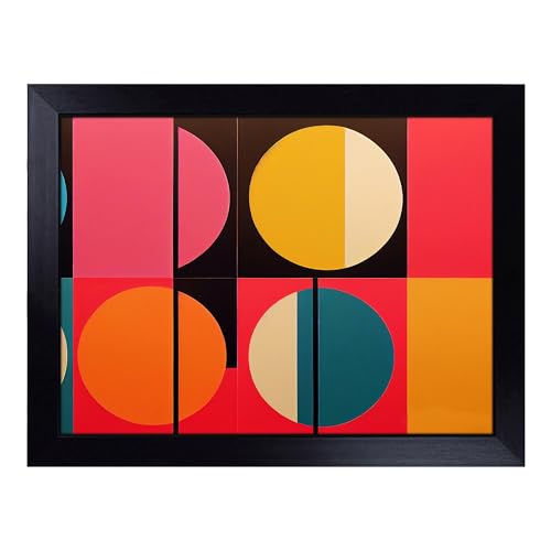 Lap Tray with Bean Bag Cushion, Scandinavian Abstract Art - Handmade in the UK, Raised Wooden Edge, Padded Cushion, Heat-Resistant Wipe-Clean Surface, for Meals, Laptops and Crafts