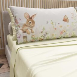 PETTI Artigiani Italiani - Easter Cotton Sheets with Pillowcases in Digital Print, Single Bed Sheet, Single Bed Set, 19 Cream