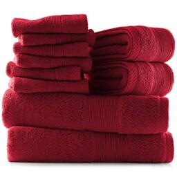 Hearth & Harbor 100% Ring Spun Cotton Bath Towels for bathroom - Luxury Bathroom Towels - Soft & Highly Absorbent Bath Towels Set, 10 Piece Set (2 Bath Towels, 2 Hand Towels, 6 Washcloths) - Red