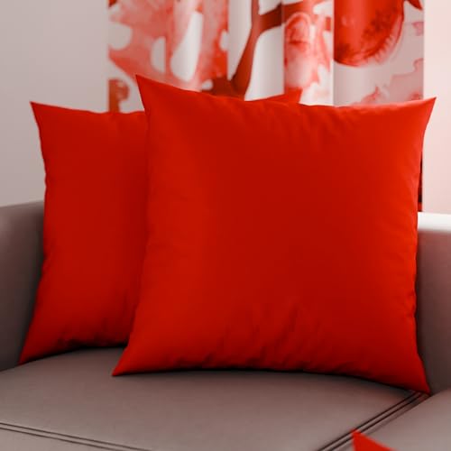 PETTI Artigiani Italiani - Pair of Microfiber Pillowcases 30x30 cm, Bedroom Furniture Cushions, Sofa, Set of 2 Cushion Covers, Solid Red Pillowcase, 100% Made in Italy