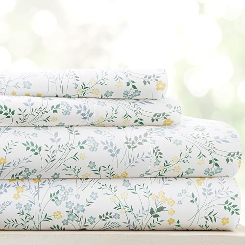 "Linen Market 4 Piece Queen Bedding Sheet Set (Light Blue Floral) - Sleep Better Than Ever with These Ultra-Soft & Cooling Bed Sheets for Your Queen Size Bed - Deep Pocket Fits 16"" Mattress"