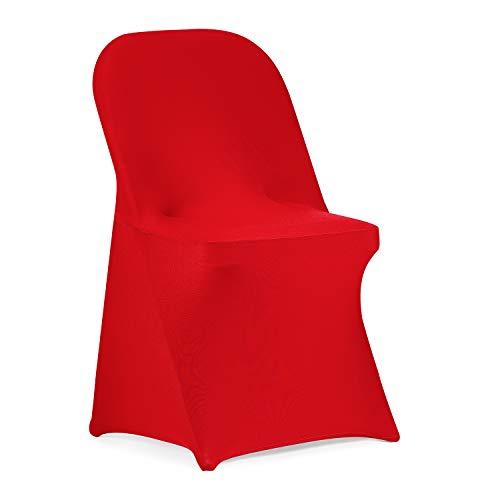 Peomeise Stretch Spandex Folding Chair Cover for Wedding Party Dining Banquet Event (12, Red)