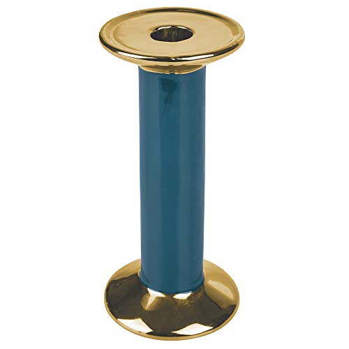 Villa d'Este Home Tivoli Candlestick Gold and Brass Ceramic h. 21.5 cm, Xmas, Medium