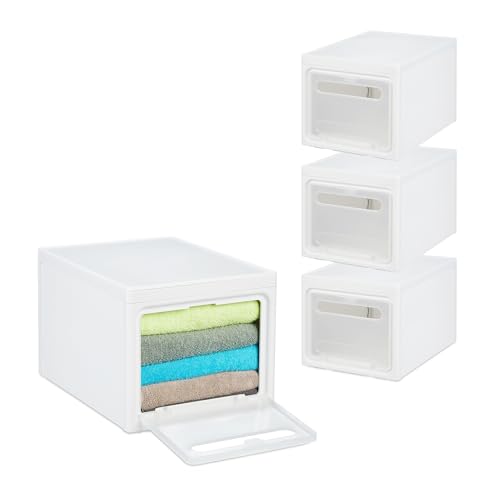 Relaxdays Storage Boxes Set of 4, White, 26 x 30 x 40 cm