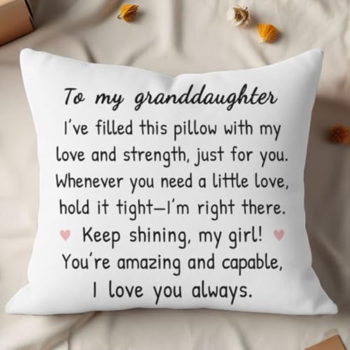 HERHOME to My Granddaughter Throw Pillow Cover 18 x 18 Inch, Christmas Birthday Gifts for Granddaughter Girls, I Love You Cushion Case Gifts from Grandma Grandpa, I Love You