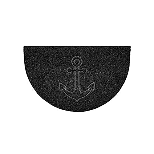 Nicoman Embossed Halfmoon Half Circle Door Mat Dirt-Trapper Jet-Washable Doormat 70x44cm (Black, ANCHOR Shape) - Use Indoor or Sheltered Outdoor
