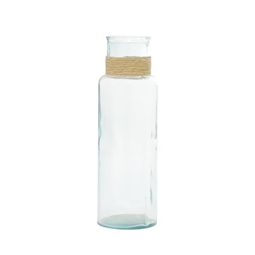 "Deco 79 Glass Vase W Raffia 6"" W, 18"" H-18230, 6"" x 18"""