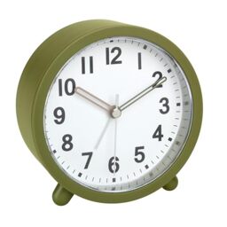 TFA Dostmann 60.1043.04 Analogue Alarm Clock Battery Operated with Quartz Clock Non Ticking for Bedroom/Living Room/Kitchen with Snooze Function Including Backlight Olive Green