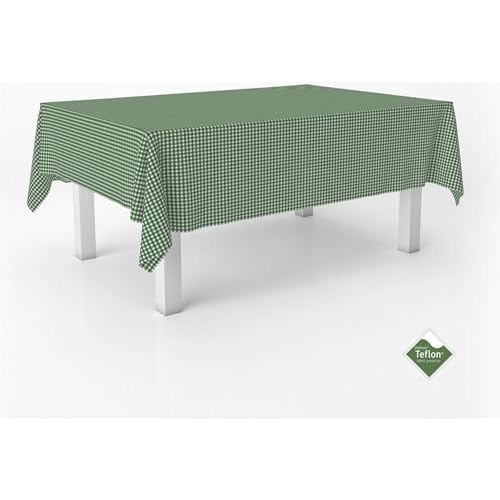 ECOMMERC3 - Stain Resistant Vichy Tablecloth for Rectangular Table Size 200 x 140 cm - Vichy Tablecloth Extra Soft and Waterproof Touch Colour Bottle Green