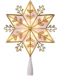 WeRChristmas Snowflake Christmas Tree Topper, LED Lights, Gold, 34 cm