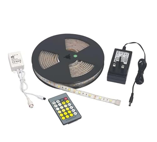4lite Outdoor or Indoor 5m LED Tuneable LED Light Strip Tape IP65 30w 500lm with Remote Included - Warm White Cool White