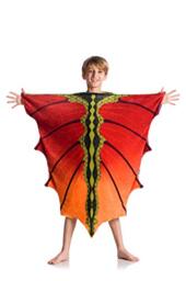 Kanguru Dragon Wearable Kids, Super Soft, Cozy, fluffy, Warm, Fleece Blanket Microfiber, Polyester, color Red, Orange, Blue, Green, for Children 5-12 years Size 90 x 100 cm