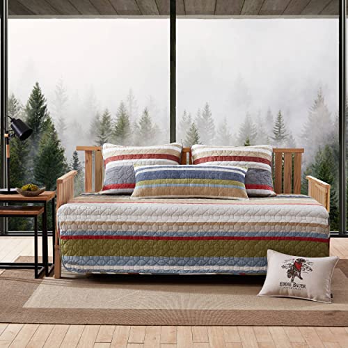 Eddie Bauer- Daybed Set, 4 Piece Cotton Bedding Set, All Season Lodge Home D??cor (Salmon Ladder Multi, Daybed)