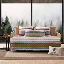 Eddie Bauer- Daybed Set, 4 Piece Cotton Bedding Set, All Season Lodge Home D??cor (Salmon Ladder Multi, Daybed)