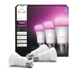 Philips Hue Smart LED A60 Bulb, White and Color Ambiance, E27 Base, 6W, Full Spectrum Light 1000K-20000K, 810 Lumens, Dimmable, Works with Alexa, Google Assistant, and Apple Home, 3 Pack