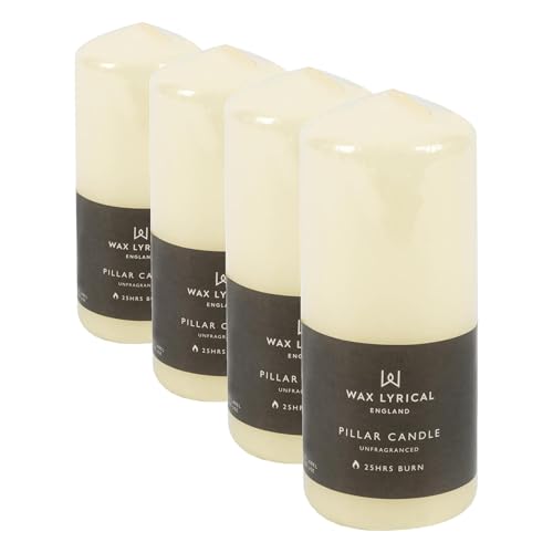 Wax Lyrical Unscented Pillar Candle 5X12CM Ivory (Pack of 4)