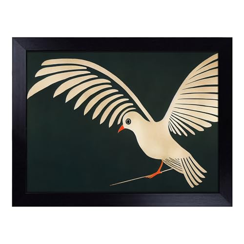 Lap Tray with Bean Bag Cushion, Incredible Dove Bird Abstract - Handmade in the UK, Raised Wooden Edge, Padded Cushion, Heat-Resistant Wipe-Clean Surface, for Meals, Laptops and Crafts
