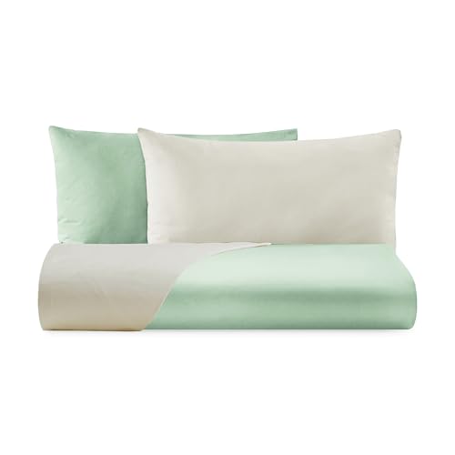 Giovanni Dolcinotti - Doubleface Duvet Cover Set – 2 Pillowcases – Bamboo/Ivory – 100% Cotton Percale – Made in Italy – Boston Model