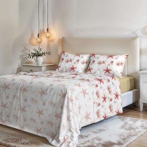 Italian Bed Linen MB Home Italy ???Fantasy??? Bed Sheets Set, Starfish, Double