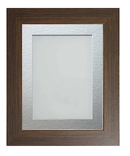 Frame Company Watson Brown Picture Photo Frame fitted with Perspex, 7x5 inch with Silver Mount for image size 5x3 inch