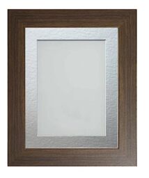 Frame Company Watson Brown Picture Photo Frame fitted with Perspex, 7x5 inch with Silver Mount for image size 5x3 inch