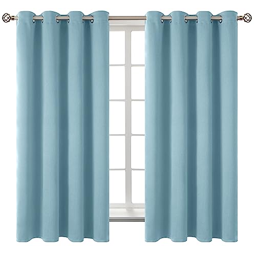 BGment Room Darkening Curtains 63 Inches Long - Grommet Thermal Insulated Drapes Window Treatment Curtains for Bedroom, 2 Panels, 52 x 63 Inch, Greyish Blue