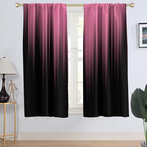 "AAtter Pink and Black Window Curtain Ombre Abstract Women Gothic Preppy Designer Glam Modern Art Funny Living Room Bedroom Window Drapes Treatment Fabric 1 Pair Home Decor, 52"" W x 63"" L, Fashion"