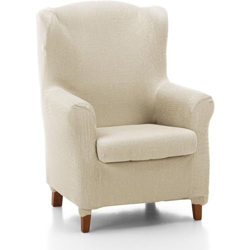 ECOMMERC3 - Ivory Extra Soft Elastic Duplex Chair Cover - Adjustable Duplex Armchair Cover 100% Made in Spain