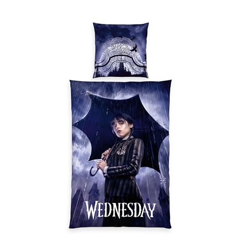 Herding Wednesday Bed Linen, Pillowcase Approx. 80 x 80 cm, Duvet Cover Approx. 135 x 200 cm, with Branded Zip, 100% Cotton/Renforcé, Design 1