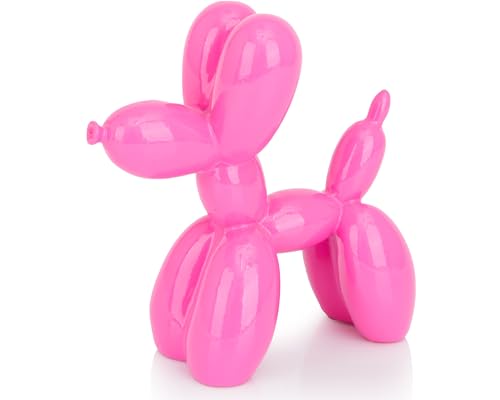AMOIENSIS Balloon Dog Statue, Vibrant Hot Pink, 4 Inch, Small Animal Sculpture for Shelf Decor