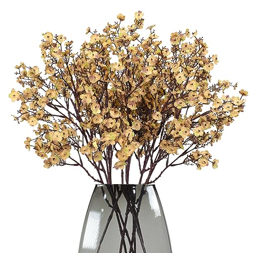 maoodoo Babys Breath 8 Bundle Real Touch Artificial Flowers Fake Silk Flower Gypsophila Wedding Party Decoration Home Decor (Khaki)