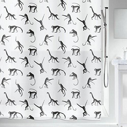 Spirella Monkey Shower Curtain, Black/White