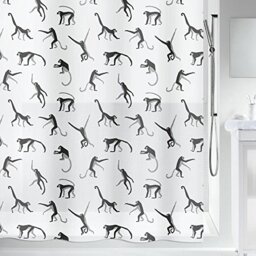 Spirella Monkey Shower Curtain, Black/White