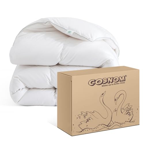 Cobnom Down Alternative Comforter Duvet Twin - Super-Soft 100% Cotton Quilted, Luxury Cloud Fluffy Breathable Recycled Microfiber Comforter Duvet, 280gsm Medium Marm for All Season, White