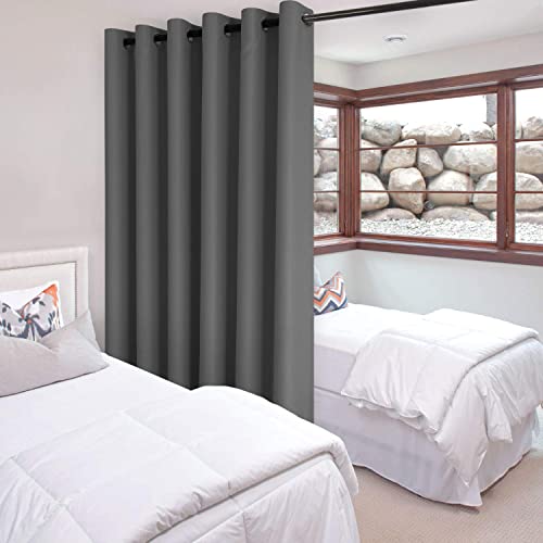 DWCN Total Privacy Divider Curtain, Blackout Curtain, Thermal Curtains for Patio Door, Living Room, Bedroom Partition and Shared Office Space, 1 Grommet Curtain Panel, 9ft