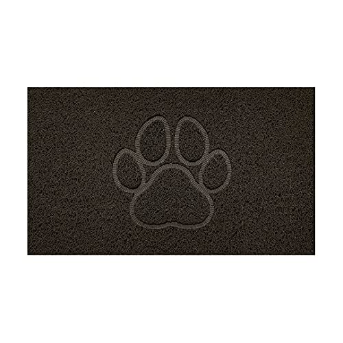 Nicoman Embossed Spaghetti Door Mat Dirt-Trapper Jet-Washable Doormat 70x43cm (Brown, PAW Shape) - Use Indoor or Sheltered Outdoor