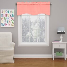 "Eclipse Kendall Modern Scalloped Valance Rod Pocket Window Curtain for Kitchen or Bathroom, 42"" x 18"", Coral"