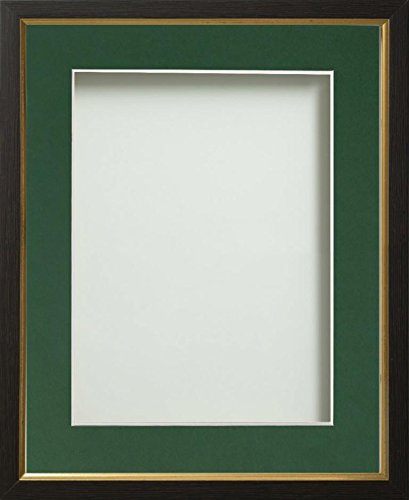 Frame Company Drayton Range Gold Insert Picture Photo Frame with Bottle Green Mount for Image Size 6 x 4-Inch, Plastic, Black, 8 x 6-Inch