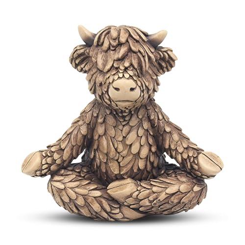 Lesser & Pavey Hughie Highland Cow Yoga Decor Figurine - Decorative Style, Freestanding Ornament, Eye Catching Display, Ideal for Home and Office Decor, Unique Gift Choice