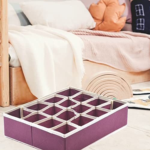 HOUSE COLLECTION Compartment Box 35 x 27 x 9 cm, 16 compartments, Foldable for Drawers, Underwear Organizers, Storage Boxes for Socks, Bras, Handkerchiefs (Red)