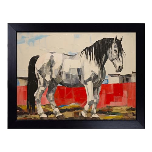 Lap Tray with Bean Bag Cushion, Shire Horse Dadaism - Handmade in the UK, Raised Wooden Edge, Padded Cushion, Heat-Resistant Wipe-Clean Surface, for Meals, Laptops and Crafts