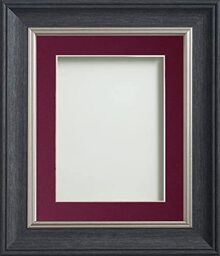 Frame Company Drummond Range Charcoal 10x8 inch Picture Photo Frame with Plum Mount for Image 6x4 inch * Choice of Sizes* Fitted with Real Glass