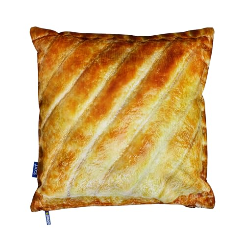 icon Greggs Steak Bake Cushion, 43cm x 43cm, Water Resistant, Indoor Outdoor Cushions Filled, Novelty Gifts, Uni Room Essentials